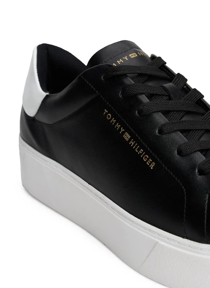 TOMMY HILFIGER Leather Contrast Heel Platform Trainers