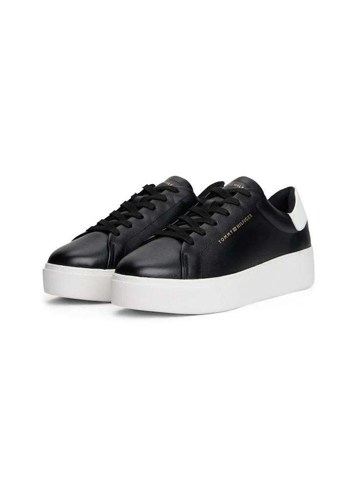 TOMMY HILFIGER Leather Contrast Heel Platform Trainers