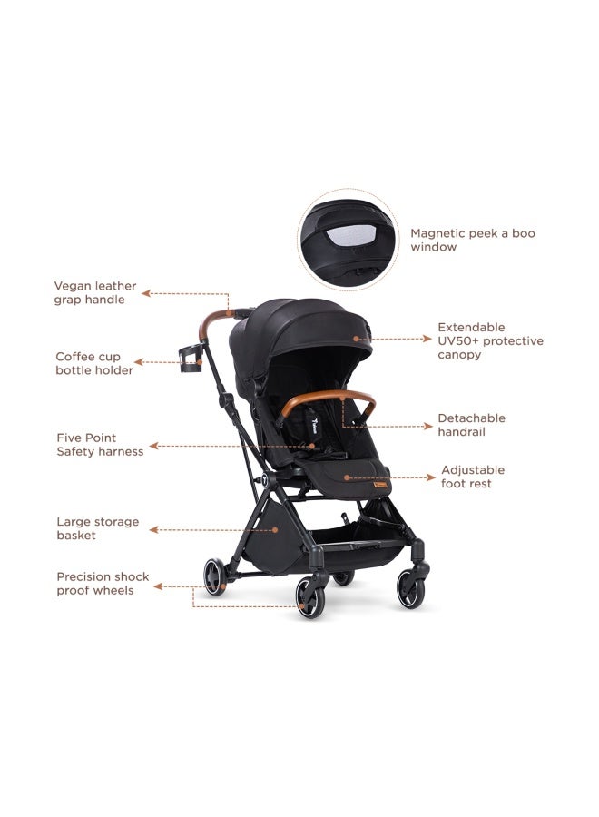 TEKNUM Compacto Auto Fold 360°  Reversible Stroller - Black - Image 3