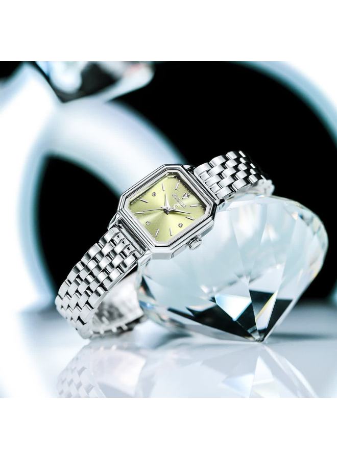 Julius Women's Watch Festival Gift, Elegant Square Green Dial, Versatile Waterproof Quartz For Students - Image 3