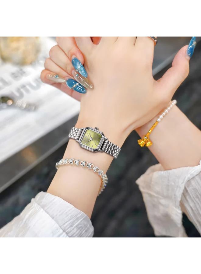 Julius Women's Watch Festival Gift, Elegant Square Green Dial, Versatile Waterproof Quartz For Students - Image 1