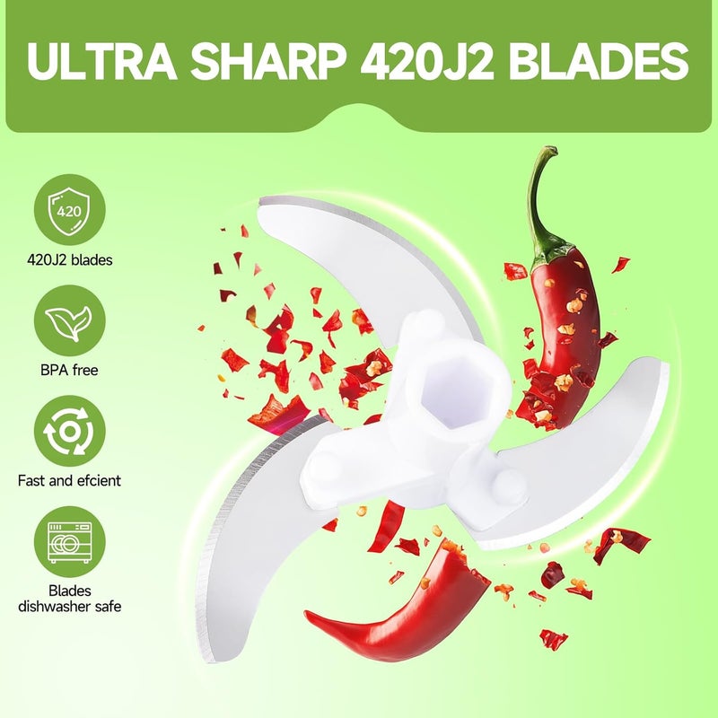ZEAYEA Manual Food Processor Vegetable Chopper, Portable Hand Pull String Garlic Mincer Onion Cutter for Veggies, Ginger, Fruits, Nuts, Herbs, etc., 500ml,（Gray-green） - Image 4
