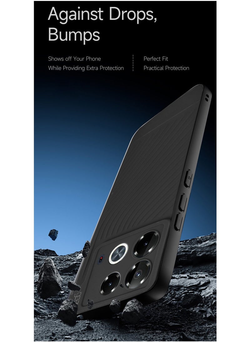 Gear4 - Soft Liquid Silicone With Wavey Texture Case Cover For Infinix Note 40 4G 2024 Gear4 Black - Image 1
