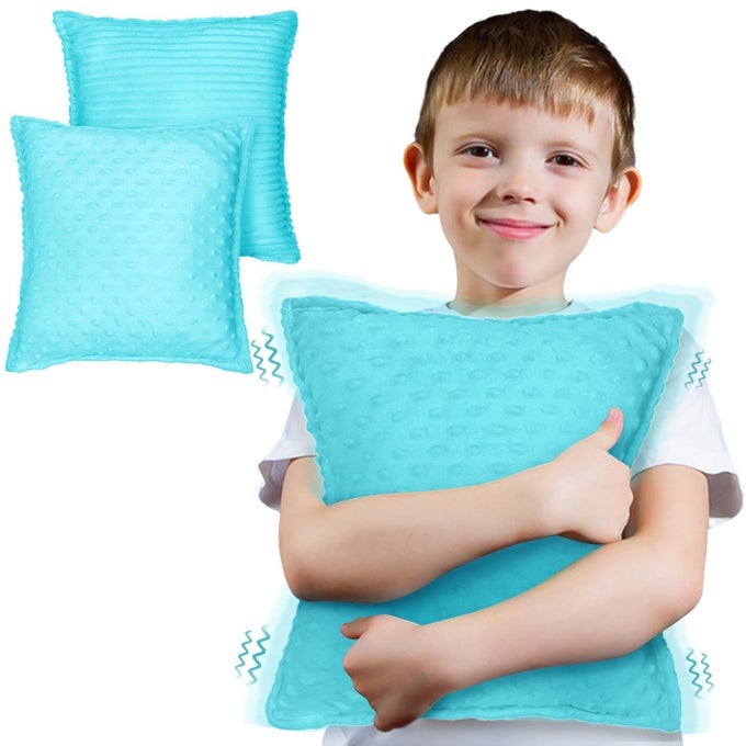 12 VIBRATING TODDLER PILLOW WITH TWO TEXTURES SENSORY TOYS FOR KIDS WITH AUTISM ADHD BIRTHDAY XMAS GIFT FOR BOYS GIRLS AGED 410 BLUE
