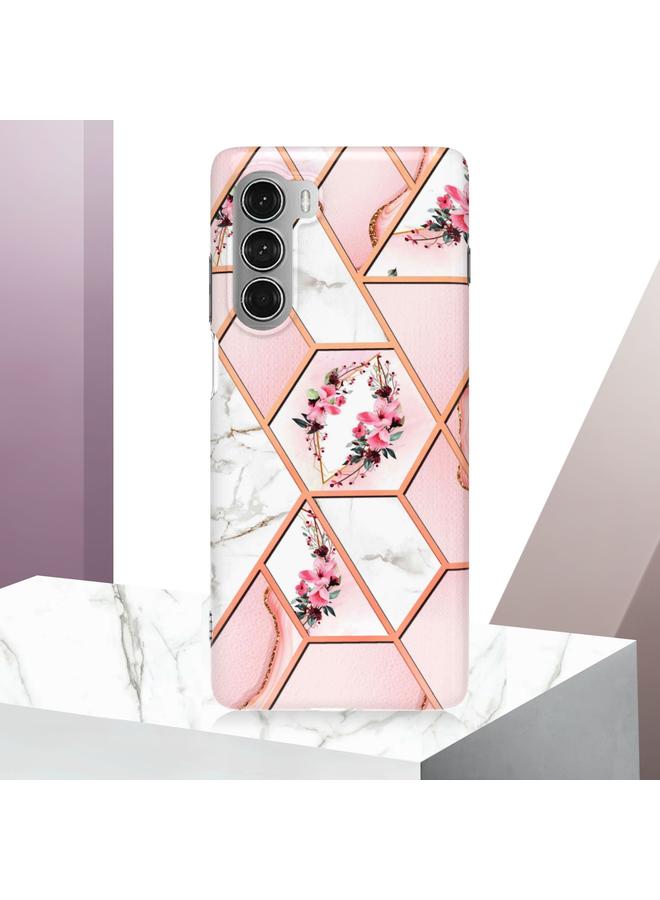 اس-توب جراب لهاتف Motorola Moto G200 5G، جراب هاتف TPU بنمط زهور رخامية متداخلة - Image 5