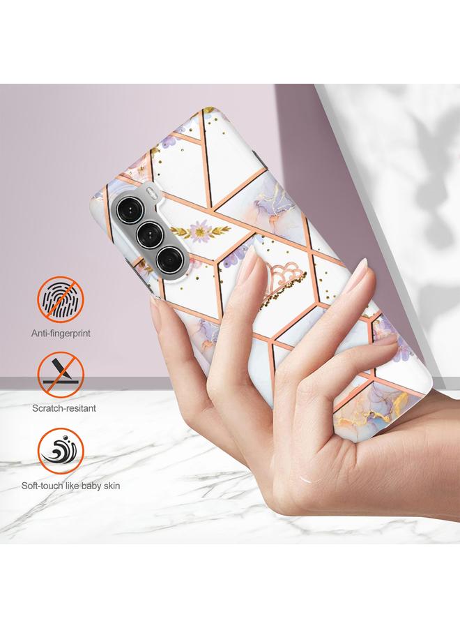 اس-توب جراب لهاتف Motorola Moto G200 5G، جراب هاتف TPU بنمط زهور رخامية متداخلة - Image 3