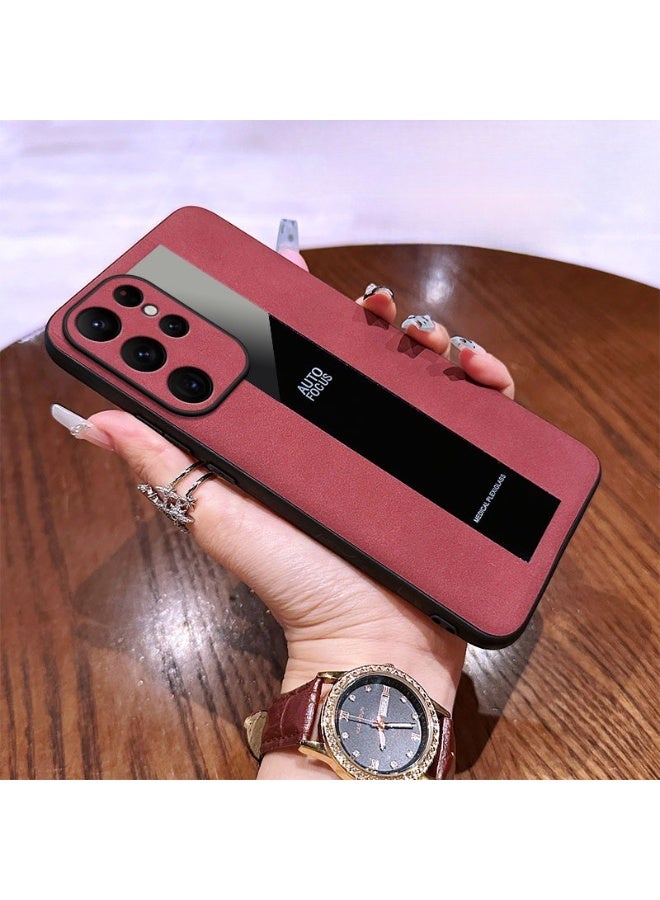 Suitable for Samsung Galaxy S25 Ultra phone case, made of light luxury sheepskin material, suede skin friendly anti slip, anti-collision protection, red color - Image 1
