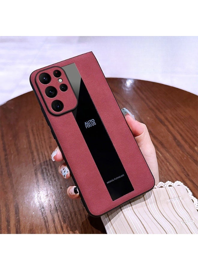 Suitable for Samsung Galaxy S25 Ultra phone case, made of light luxury sheepskin material, suede skin friendly anti slip, anti-collision protection, red color - Image 2