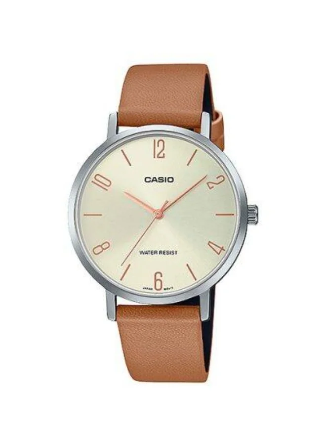 كاسيو Women's Leather Analog Watch LTP-VT01L-5BUDF - 34 mm