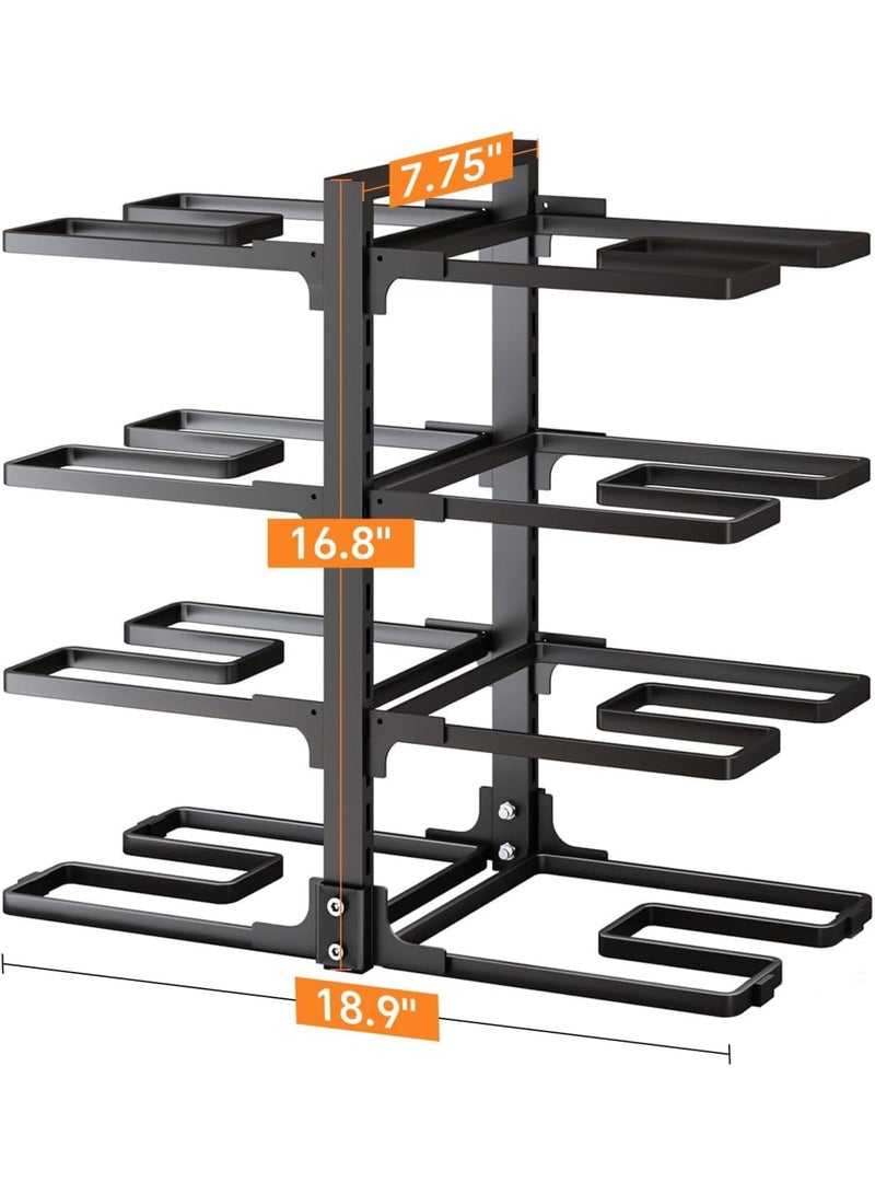 SOLARAE Pots and Pans Organizer, 8 Tier Pan Organizer Rack for Cabinet,Heavy Duty Pot and Pan Organizer for Under Cabinet, Adjustable Pan Lid Holder for Kitchen Pantry to Store Dutch Ovens, Cast-Iron Pans - Image 2
