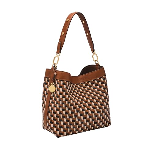 Fossil Women's Jessie Faux Leather Bucket Shoulder Bag Purse Handbag, Neutral Woven (Model: ZB11006249) - Image 4