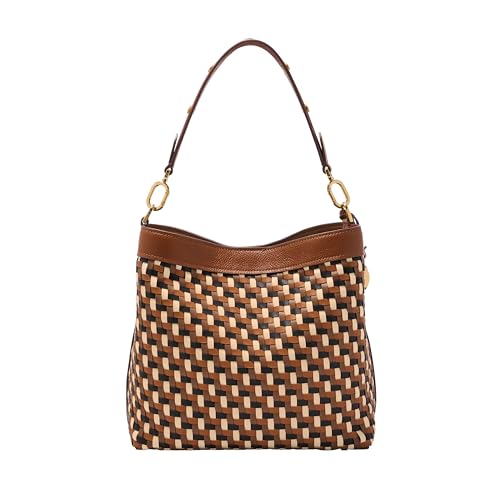 Fossil Women's Jessie Faux Leather Bucket Shoulder Bag Purse Handbag, Neutral Woven (Model: ZB11006249) - Image 3