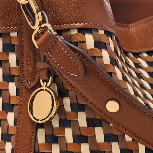 Fossil Women's Jessie Faux Leather Bucket Shoulder Bag Purse Handbag, Neutral Woven (Model: ZB11006249) - Image 5