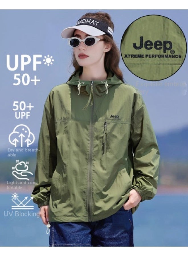 جيب سترة الحماية من الشمس للزوجين الجبلية - معطف الجري الرياضي خفيف الوزن للجنسين، قابلة للتنفس مع قلنسوة للظل في الهواء الطلق للنساء - Image 1