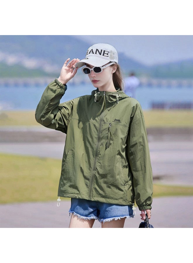 جيب سترة الحماية من الشمس للزوجين الجبلية - معطف الجري الرياضي خفيف الوزن للجنسين، قابلة للتنفس مع قلنسوة للظل في الهواء الطلق للنساء - Image 3