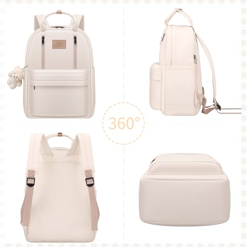 GAXOS Cute Backpack for School Aesthetic Backpack Purse for Women Girls White Book Bag Korea Style Bookbag - Image 4