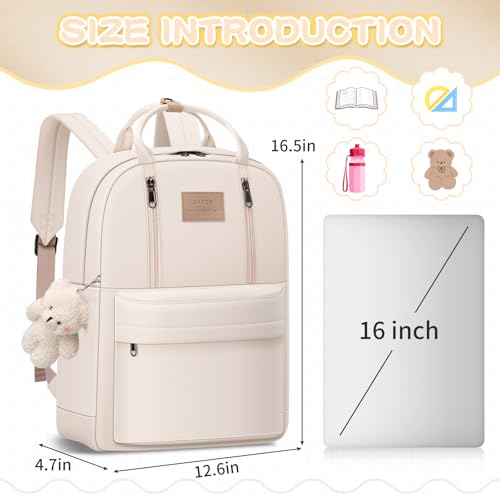 GAXOS Cute Backpack for School Aesthetic Backpack Purse for Women Girls White Book Bag Korea Style Bookbag - Image 2