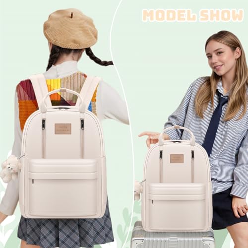 GAXOS Cute Backpack for School Aesthetic Backpack Purse for Women Girls White Book Bag Korea Style Bookbag - Image 5