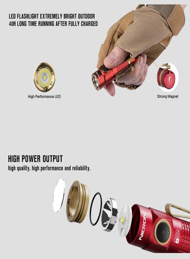 NICRON Mini Flashlight, 1200 lumens Rechargeable led flashlights high lumens with Clip on Flashlight, Tactical flashlights with Magnet, Waterproof EDC Flashlight for Emergencies Camping Outdoor (Red) - Image 3