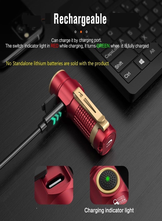 NICRON Mini Flashlight, 1200 lumens Rechargeable led flashlights high lumens with Clip on Flashlight, Tactical flashlights with Magnet, Waterproof EDC Flashlight for Emergencies Camping Outdoor (Red) - Image 2