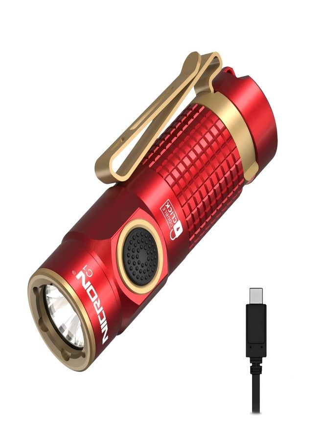 NICRON Mini Flashlight, 1200 lumens Rechargeable led flashlights high lumens with Clip on Flashlight, Tactical flashlights with Magnet, Waterproof EDC Flashlight for Emergencies Camping Outdoor (Red) - Image 1