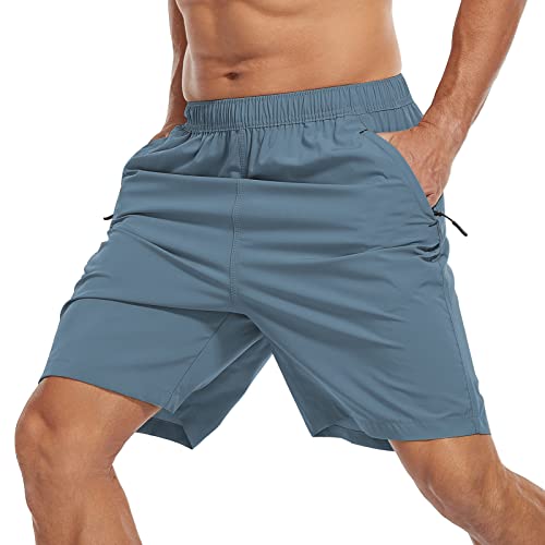 SPOSULEI Men's Athletic Shorts Quick Dry Lightweight Gym Running Casual 7 Inch Inseam Shorts with Zipper Pockets Navy X-Large - Image 3
