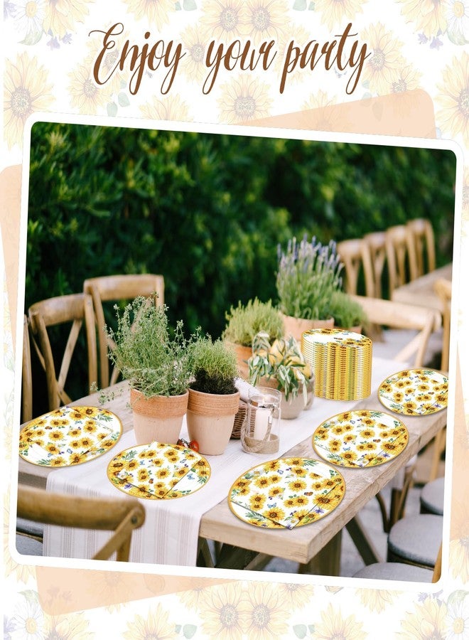 Yiyiring 150 Pcs Sunflower Party Supplies, 50 Pcs Sunflower Paper Plates 11 Inch and 100 Pcs Paper Napkins 11 Inches Disposable Plates for Spring Summer Tea Party - Image 5