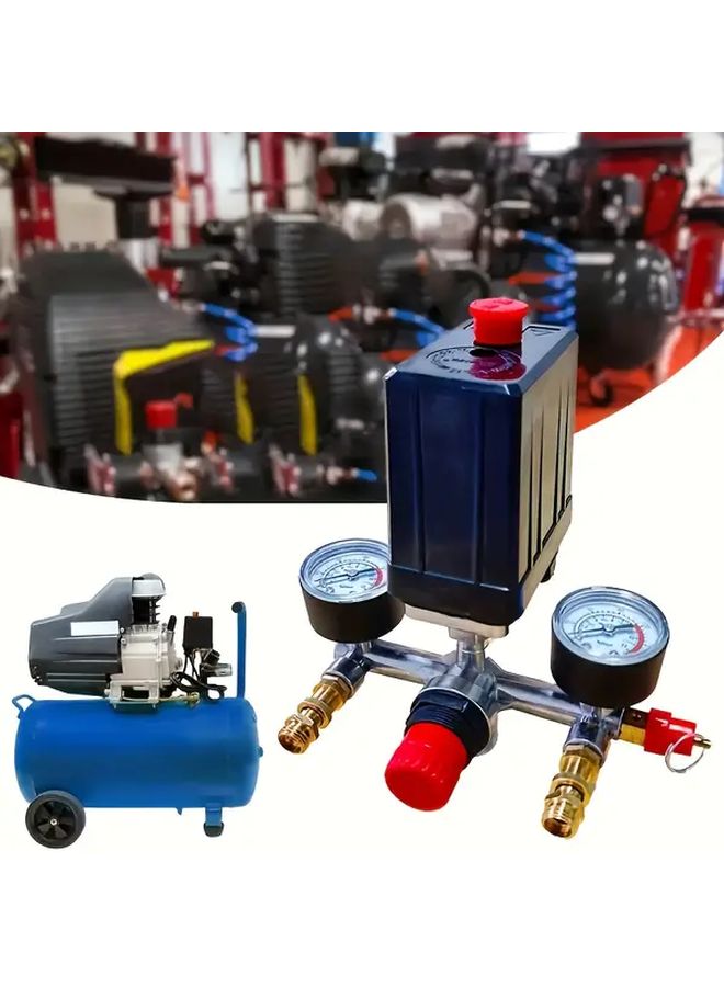 7pcs Heavy Duty Manual Air Compressor Pressure Switch Gauge Kit All Metal - Image 5