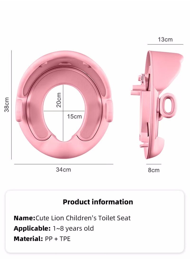 MIXDE Potty Training Seat, Removable Design Toilet Train Seats, Potties Chair for Kids Toddlers Boys Girls, Portable Children Travel Toileting Toilets, with Handles and Backrest, Cartoon Lion Shape  - Image 3