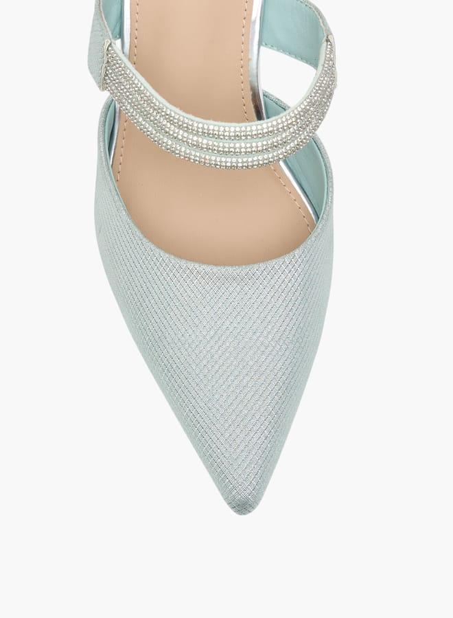 Flora Bella By Shoexpress Womens Embellished Pointed Toe Mules With Flared Heels Ramadan Collection - Image 4