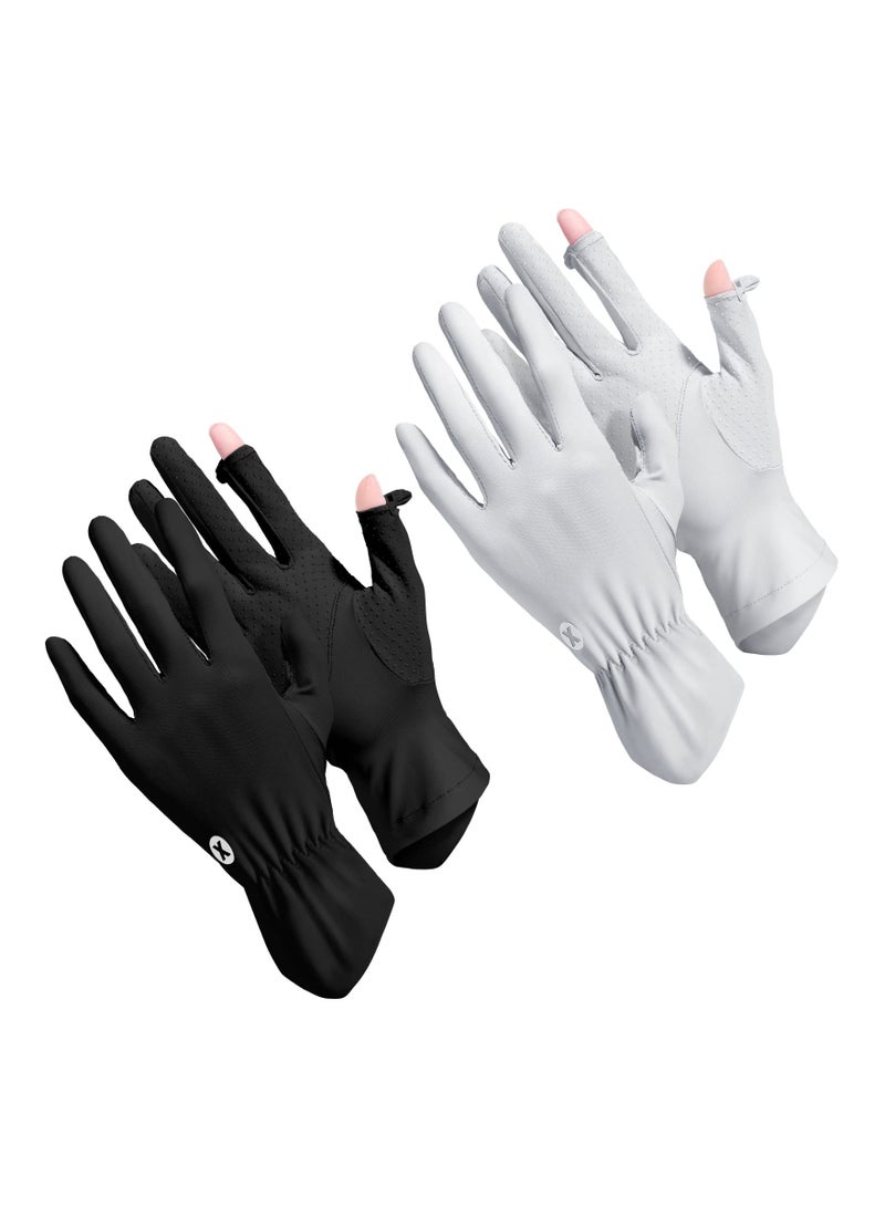 Zikra Suntown 2 Packs Women UV Sun Protection Gloves Full Finger Touchscreen Non Slip Gloves Breathable Summer Outdoor Gloves for Women wiht Best Certain Stretch (9x3.5Inches) - Image 1