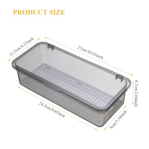 Qancesd Silverware Organizer with Lid Transparent Flatware Tray Cutlery Drawer Organizer Flatware Storage Box Kitchen Utensil Container - Image 2