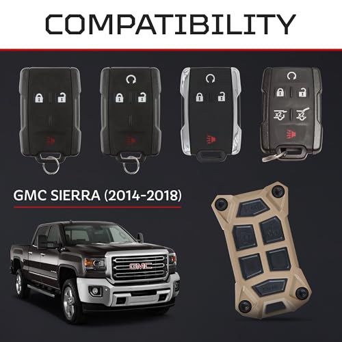 AJT DESIGN Replacement Key Fob Case Compatible with 20142018 Chevrolet Silverado GMC Sierra 2013 Chevy Colorado GMC Canyon 2012 Suburban Tahoe Yukon GMC Chevy Key Fob Shell Tan - Image 3