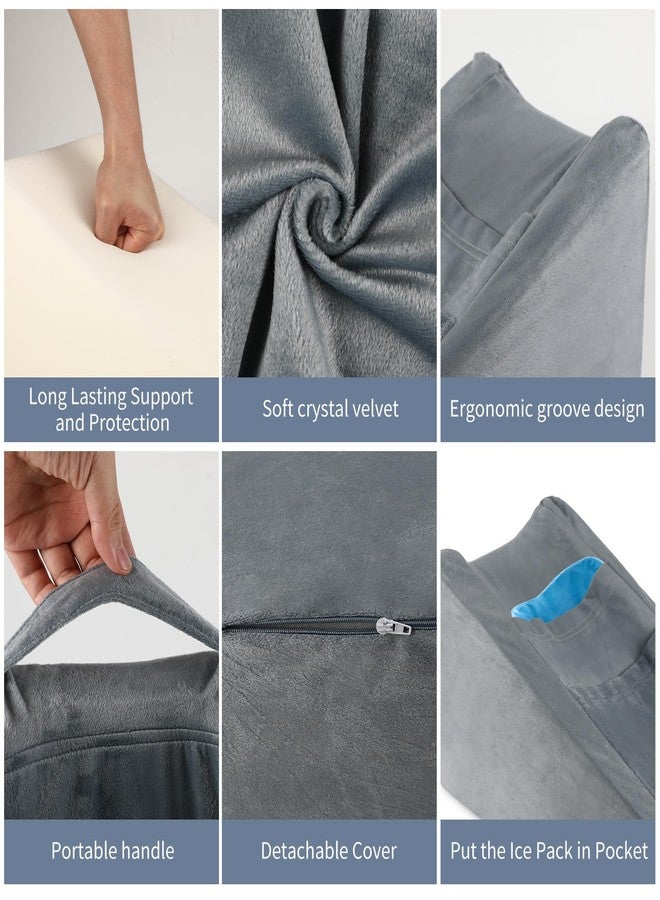 TBXONMOW Arm Elevation Pillow Arm Wedge Pillows for Adults Arm Support Pillow with Pocket for Post Surgery Elbow Rest Pillow with Removable Pillow for Sleeping(Grey) - Image 4