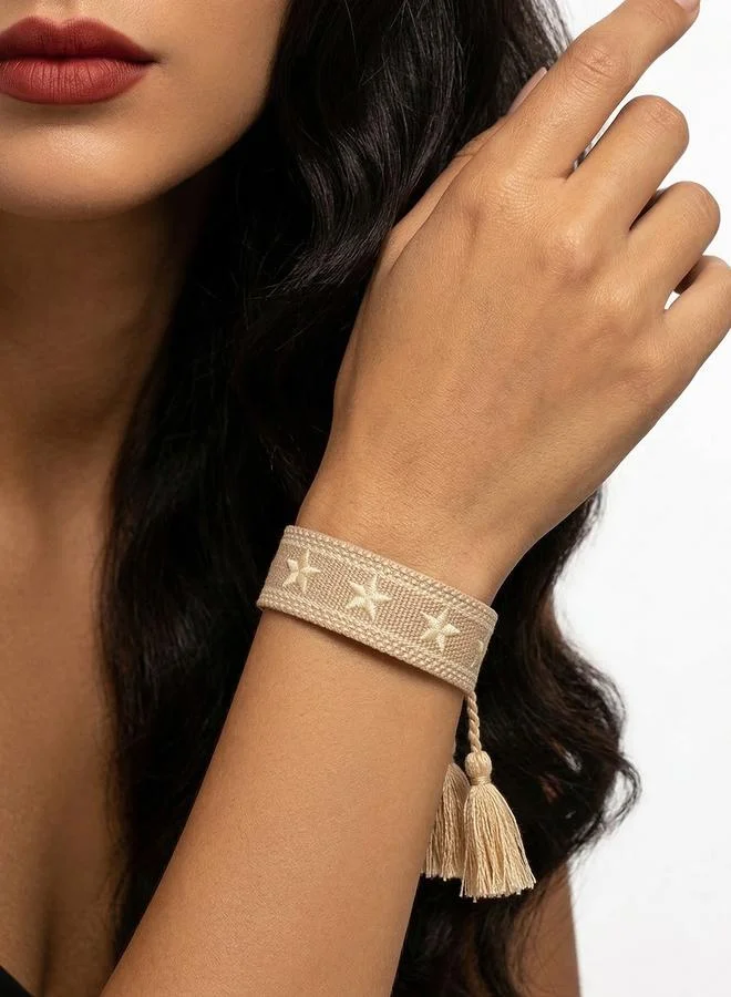 Multi-Color Star Embellished Woven Bracelet