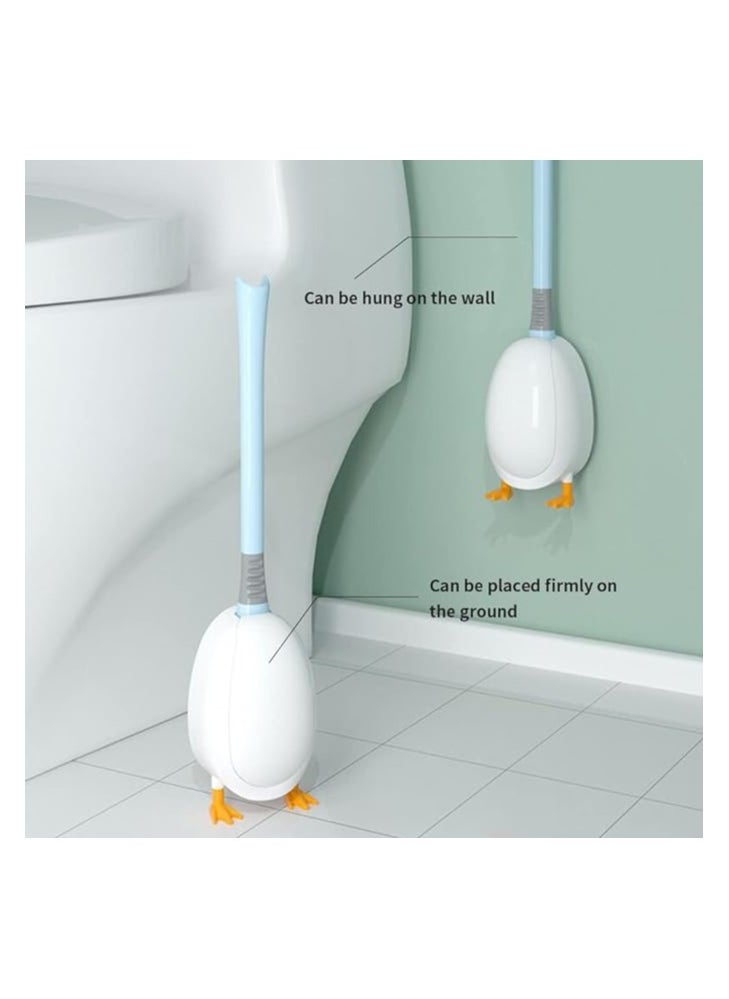 Spaceshoop Flexible Toilet Bowl Brush Head with Silicone and Hard Bristles Toilet Cleaning Brushes for Bathroom with Holder Cute Duck Shape Ventilation Slots Base Wall Mounting  - Image 2