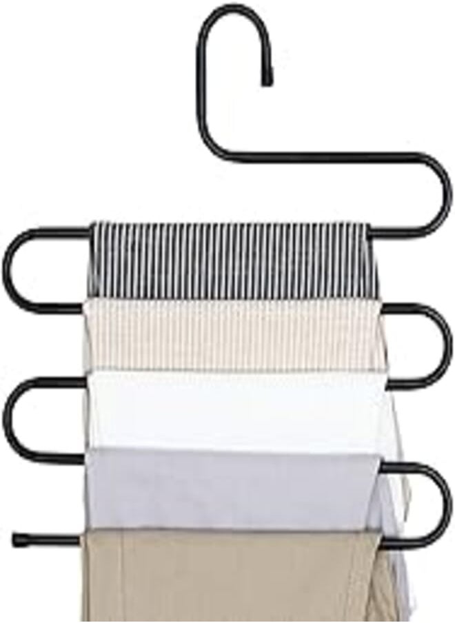 devesanter - Pants Hangers Space Saver Jeans Trouser Hanger (6 Pack) S-Style Multi-Layer Closet Stainless Steel Rack for Tie Scarf Jeans Clothes, One Size - Image 1