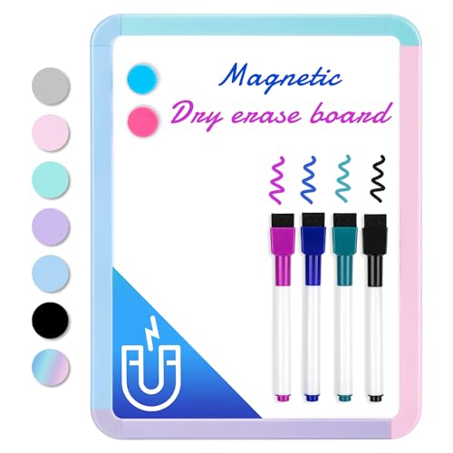 VUSIGN Small White Board Dry Erase, 8.5'' x 11'' Magnetic Dry Erase Board, Mini Whiteboard with Markers for Kids, Students, Fridge, Wall, Locker - Image 1