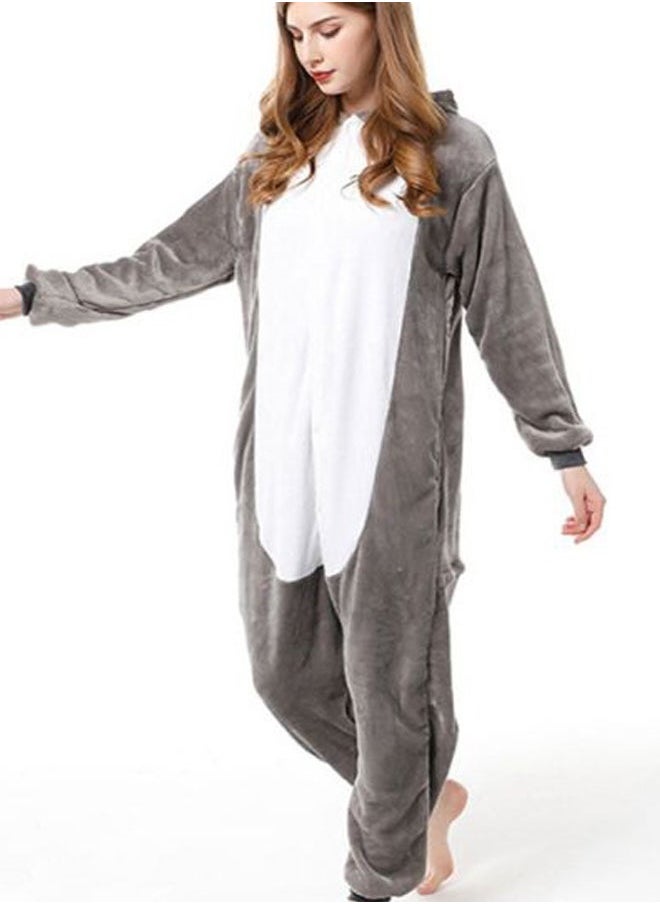 yongsheng Wolf Themed Onesie Grey/White，Adult Wolf Cosplay Costume Pajamas（L）  - Image 3