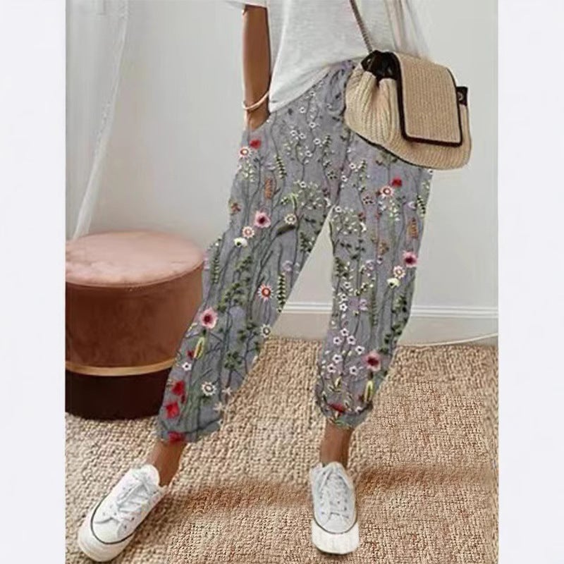 2023 Wish Independent Station Women'S Printed Cotton And Linen Casual Women'S Pants Trousers - Image 3