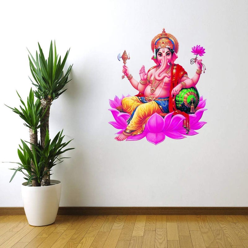 Sticker Studio Sticker Studio Lotus Ganpati Wall Sticker Decal PVC VinylSize 58 CM X 50 CM