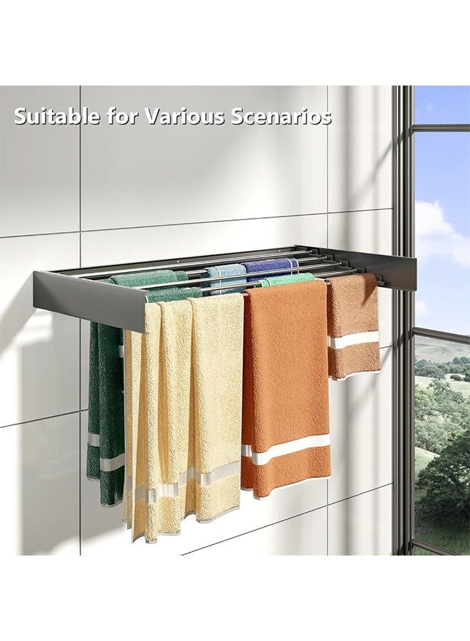 Arabest Laundry Drying Rack Collapsible, Wall Mounted Drying Rack, Clothes Drying Rack, Retractable Drying Rack, 5 Aluminum Rods, 60 lb Capacity, for Indoor & Outdoor Organization (White) - Image 5