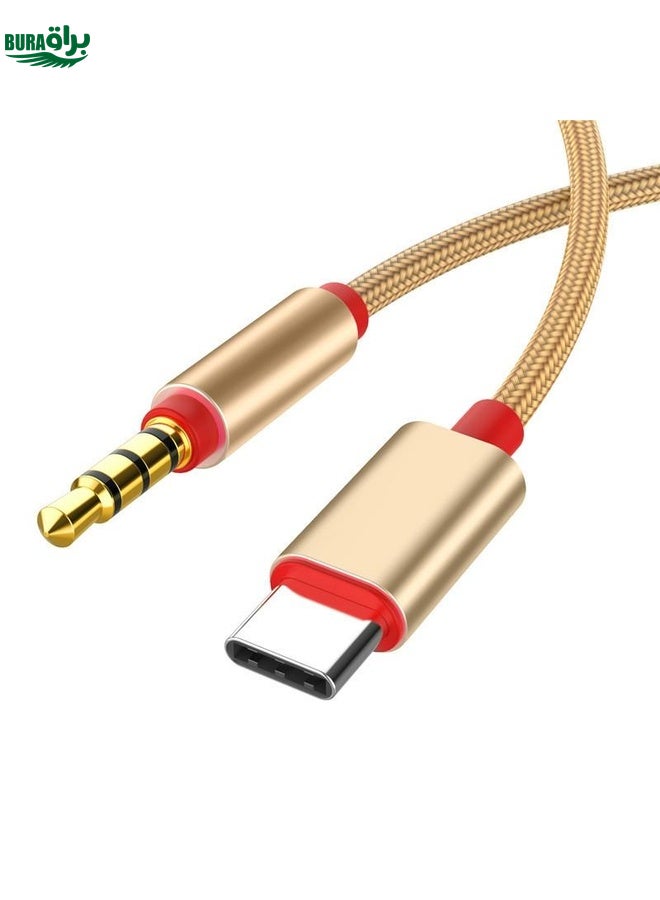 BURAQ 4 PCS 3.5mm To Type-C Audio Cable Microphone Recording Adapter Cable Mobile Phone Live Sound Card Cable(Gold) - Image 2