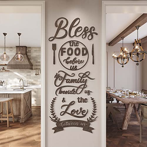 DecorSmart Wood Farmhouse Kitchen Wall Decor Decorations Dining Room Wall Decor Kitchen Signs Quotes Bless The Food Modern Farmhouse Style 129 - Image 1
