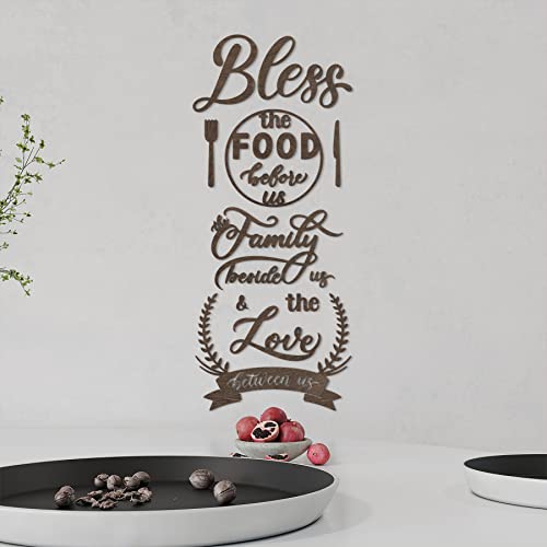 DecorSmart Wood Farmhouse Kitchen Wall Decor Decorations Dining Room Wall Decor Kitchen Signs Quotes Bless The Food Modern Farmhouse Style 129 - Image 2