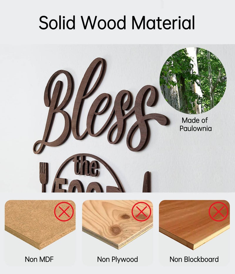 DecorSmart Wood Farmhouse Kitchen Wall Decor Decorations Dining Room Wall Decor Kitchen Signs Quotes Bless The Food Modern Farmhouse Style 129 - Image 4