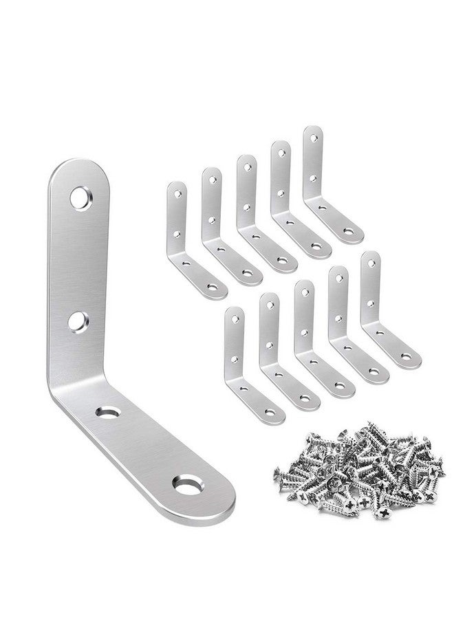 LuckIn 20-Pack Corner Brackets 2 Inch, L Brackets for Shelves, Wood, Furniture, Stainless Steel Corner Brace with Screws - Image 1