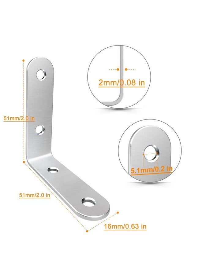 LuckIn 20-Pack Corner Brackets 2 Inch, L Brackets for Shelves, Wood, Furniture, Stainless Steel Corner Brace with Screws - Image 2