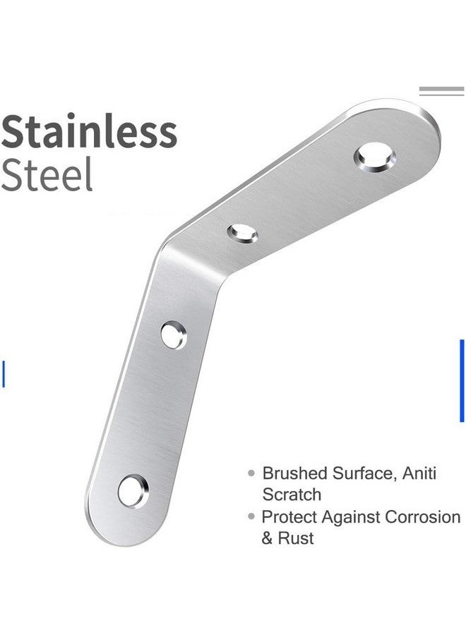 LuckIn 20-Pack Corner Brackets 2 Inch, L Brackets for Shelves, Wood, Furniture, Stainless Steel Corner Brace with Screws - Image 4