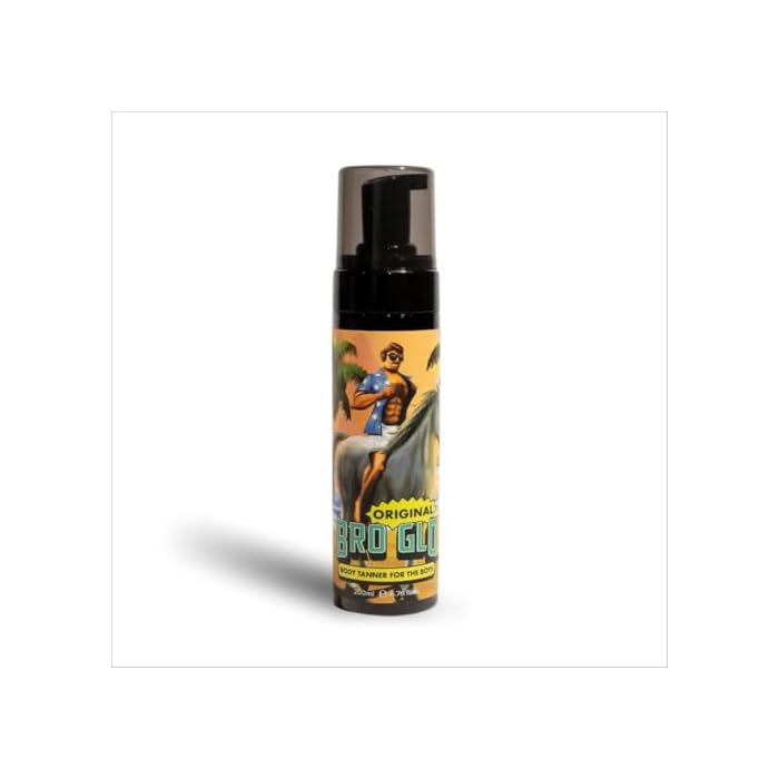 Bro Glo Self Tanner for The Boys - Quick Application Foam Mousse Easy Sunless Tan For Face and Body Oil Free Water Based Faster Skin Drying Natural Sun Kissed Bronze Color Perfect Men - 6.76 FL oz